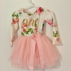 Baby Girl 1st Birthday Dress and Crown